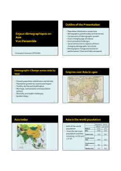 Population distribution across Asia Demographic growth today and