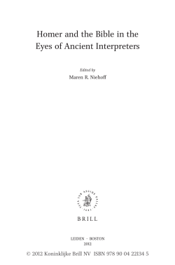 Homer and the Bible in the Eyes of Ancient Interpreters