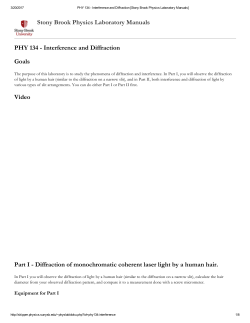 Interference and Diffraction - Physics Introductory Labs at Stony