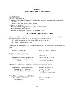 OBJECTIVES AND HYPOTHESES
