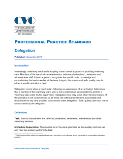 Delegation - The College of Veterinarians of Ontario