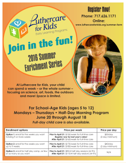 Summer Enrichment Series 2016