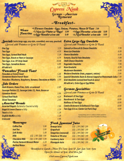 Breakfast and lunch - Cypress Nook Restaurant