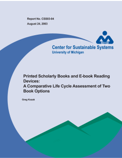 Printed Scholarly Books and E-book Reading Devices
