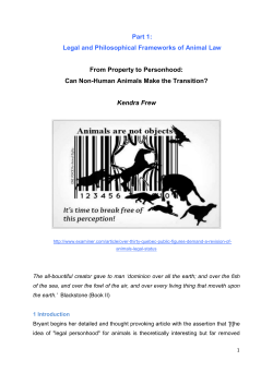 Animal law compendium part 1: Legal and Philosophical