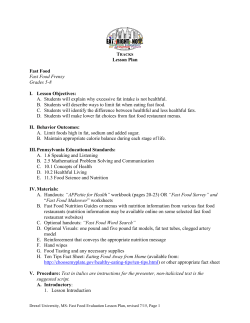 Lesson Plan Fast Food Fast Food Frenzy Grades