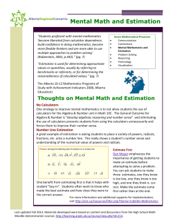 Mental Math and Estimation