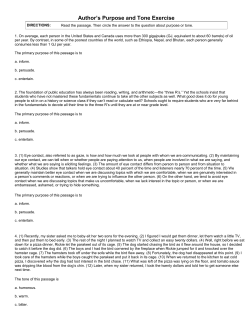 Author`s Purpose and Tone Exercise