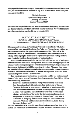 Multicultural Subjectivity in Reading Chaucer`s "Man of Law" Tale