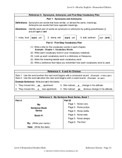 Part 1: Synonyms and Antonyms
