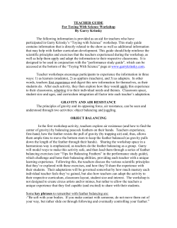 TEACHER GUIDE For Toying With Science Workshop