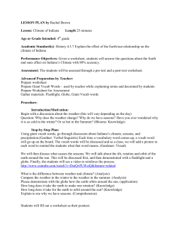 LESSON PLAN by Rachel Brown Lesson: Climate of Indiana Length