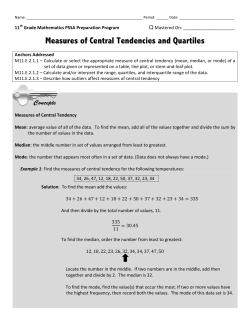 Measures of Central Tendency WS