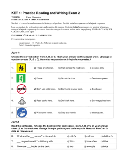 KET 1: Practice Reading and Writing Exam 2