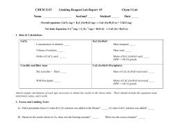 CHEM 2115 Limiting Reagent Lab Report #5 Chem I Lab Name