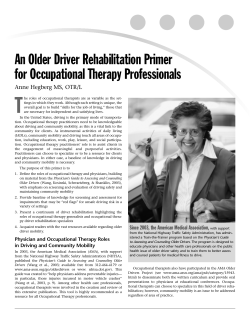 An Older Driver Rehabilitation Primer for Occupational