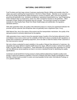 natural gas specs sheet