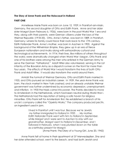 The Story of Anne Frank and the Holocaust in Holland PART ONE