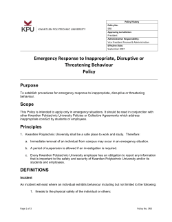 Emergency Response to Inappropriate, Disruptive or Threatening
