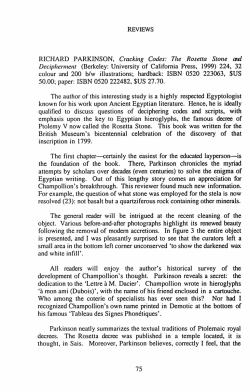 REVIEWS Cracking Codes: The Rosetta Stone and