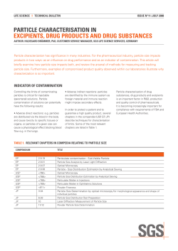 particle characterisation in excipients, drug products and drug