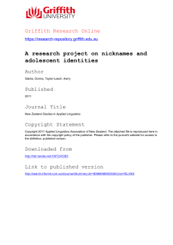 A research project on nicknames and adolescent identities