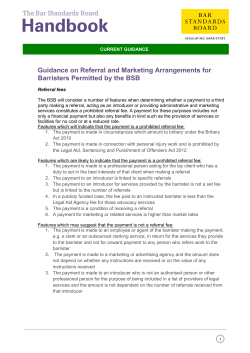 Guidance on Referral and Marketing Arrangements for Barristers