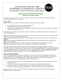 Stockton Peer Financial Education Program Buying a Car: New or