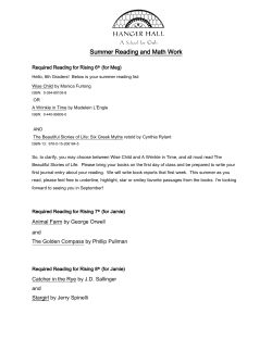 Summer Reading and Math Work