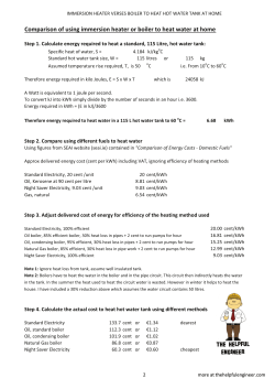 Boiler or immersion heater to heat hot water