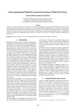 Semi-compositional Method for Synonym Extraction of Multi