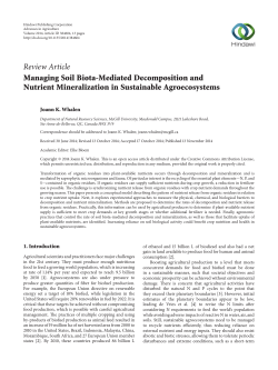 Managing Soil Biota-Mediated Decomposition and Nutrient