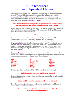 11 Independent and Dependent Clauses