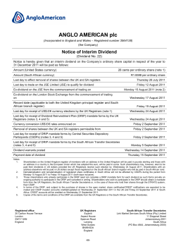 Dividend No 22 - Anglo American