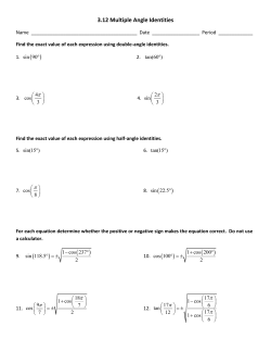 3.12 Multiple Angle Identities