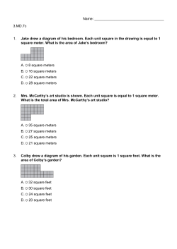 3.MD.7c 1. Jake drew a diagram of his bedroom. Each unit square in