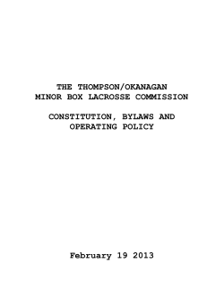 THE THOMPSON/OKANAGAN MINOR BOX LACROSSE