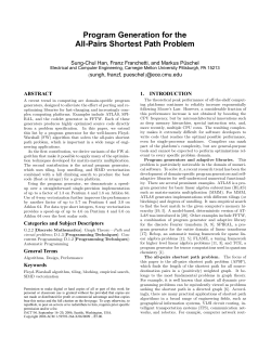 Program Generation for the All-Pairs Shortest Path