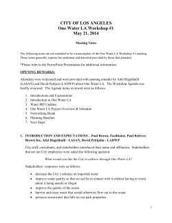 CITY OF LOS ANGELES One Water LA Workshop #1 May 21, 2014