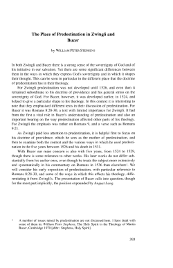 The Place of Predestination in Zwingli and Bucer