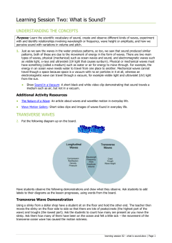 Learning Session Two: What is Sound?