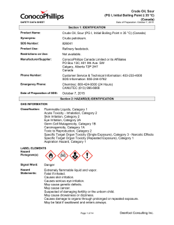 Deerfoot Consulting Inc. Crude Oil, Sour (PG I, Initial Boiling Point