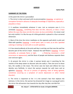 MIRROR -Sylvia Plath SUMMARY OF THE POEM: In this - class 10-j