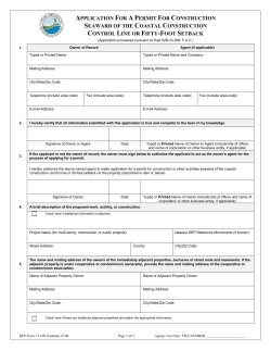 Applicationfor a Permit for Construction Seaward of the Coastal