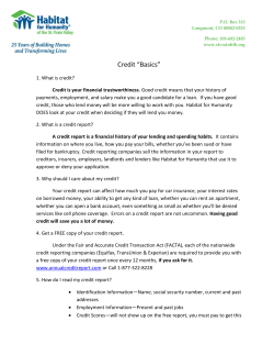 Credit &ldquo;Basics&rdquo; - Habitat for Humanity of the St. Vrain Valley