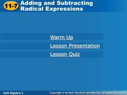11-7 Adding and Subtracting Radical Expressions 11