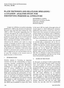 PLATE TECTONICS AND SEA-FLOOR SPREADING: A CITATION
