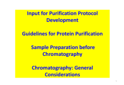 Guidelines for Protein Purification - The Wolfson Centre for Applied