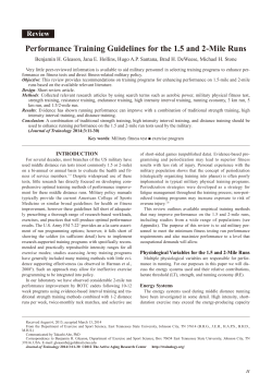 Performance Training Guidelines for the 1.5 and 2