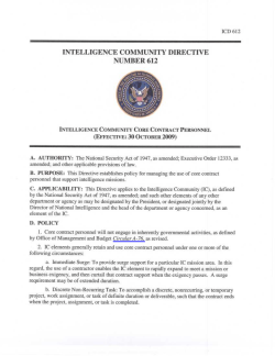 A. AUTHORITY: The National Security Act of 1947, as amended